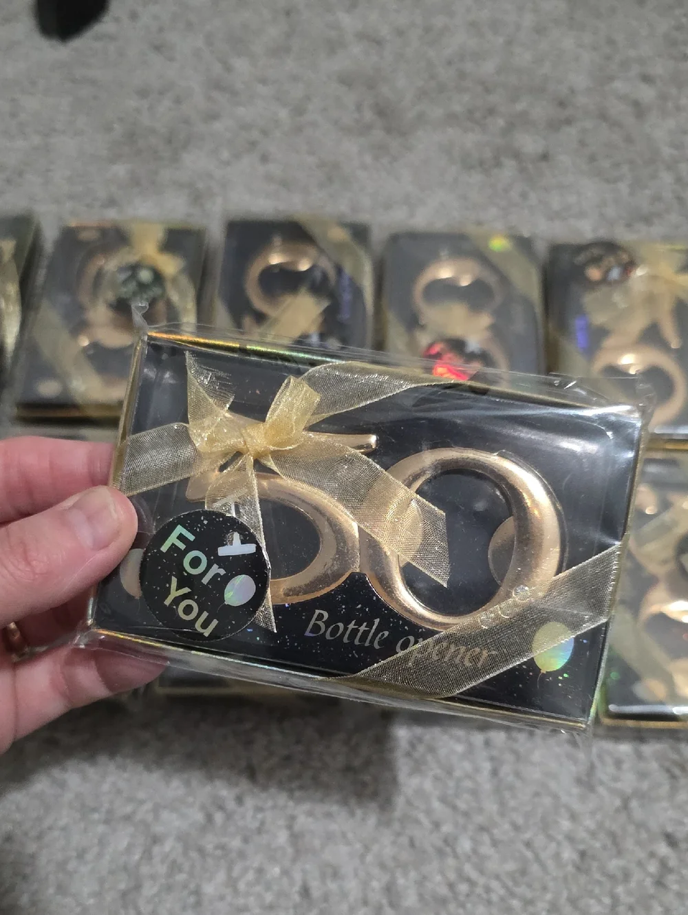 Lot 13 50th Birthday Anniversary Bottle Opener Favors Gold-Toned Stones